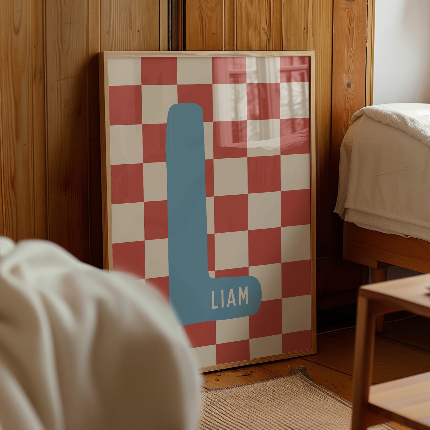 Custom Red Checkered Initial Name