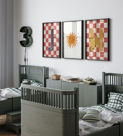 Custom Red Checkered Initial Name