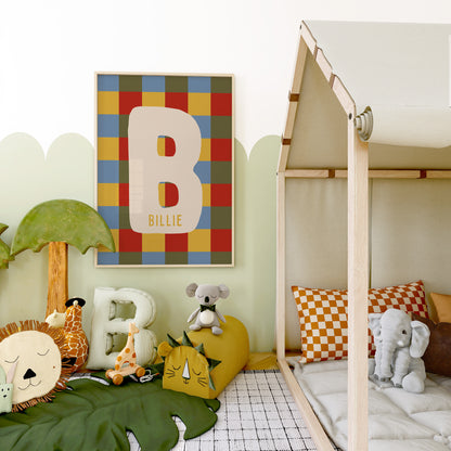 Custom Checkered Initial Name Print