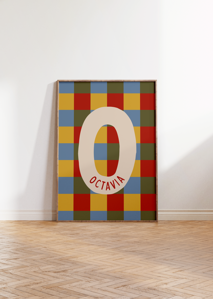 Custom Checkered Initial Name Print