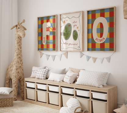 Custom Checkered Initial Name Print