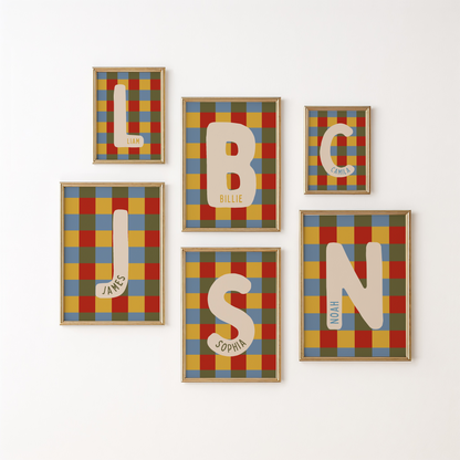 Custom Checkered Initial Name Print